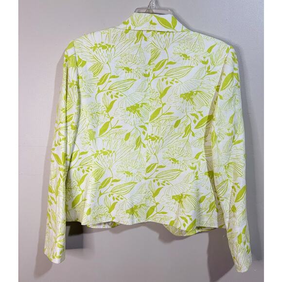 Style & Co Womens Green Floral Linen Blazer Petite Size 14 - Picture 4 of 6